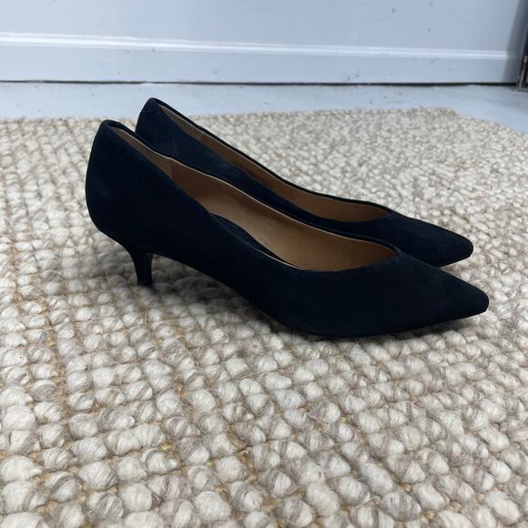 Vionic Josie Black Suede Kitten Heels SZ 8.5 Classic Low Pumps Office Work EUC - Picture 2 of 7